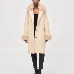 Fur Trim Shawl Coat – Black