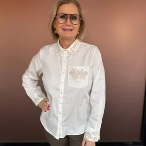 Carmen, embroidery shirt – White