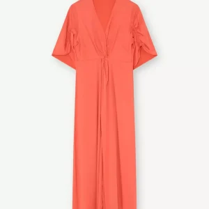 Vilja, long dress – Hot Coral